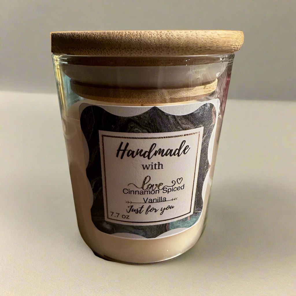 8 oz Wick Jar with Wood Lid-Cinnamon Spiced Vanilla