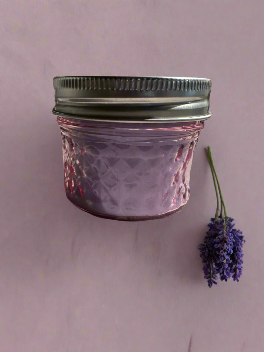 4 oz Wickless Pink Mason Jar-Lavender