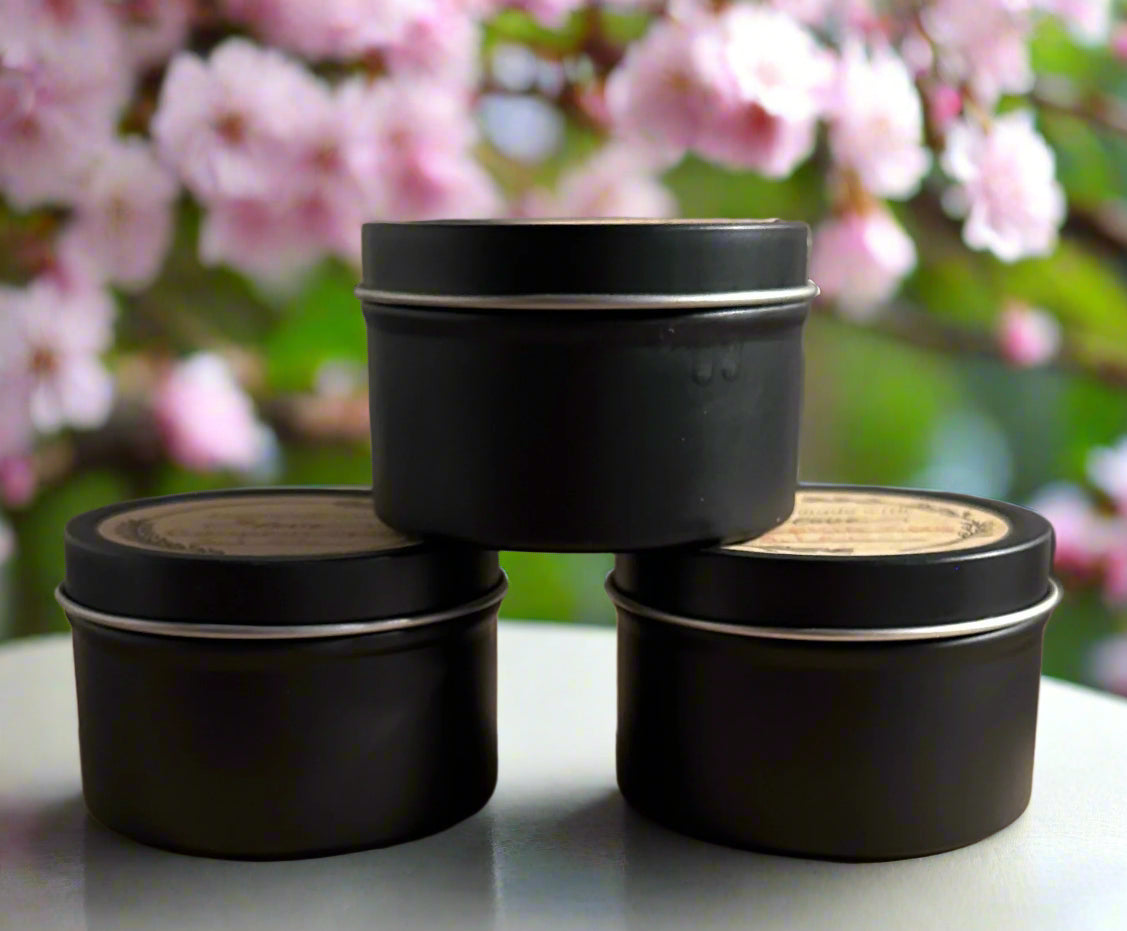 4 oz Wickless Black Tin-Japanese Cherry Blossom