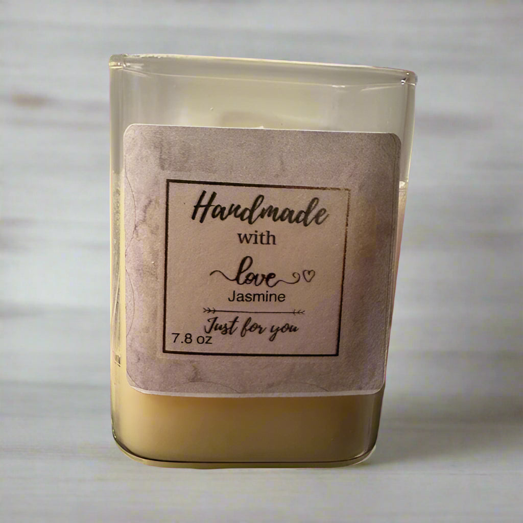 8 oz Wick Square Jar-Jasmine