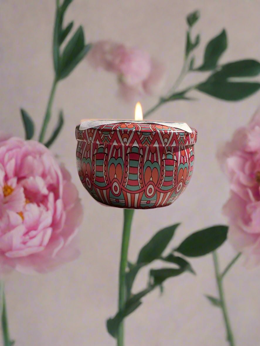 3 oz Wickless Decorative Metal Tin with Lid-Peony