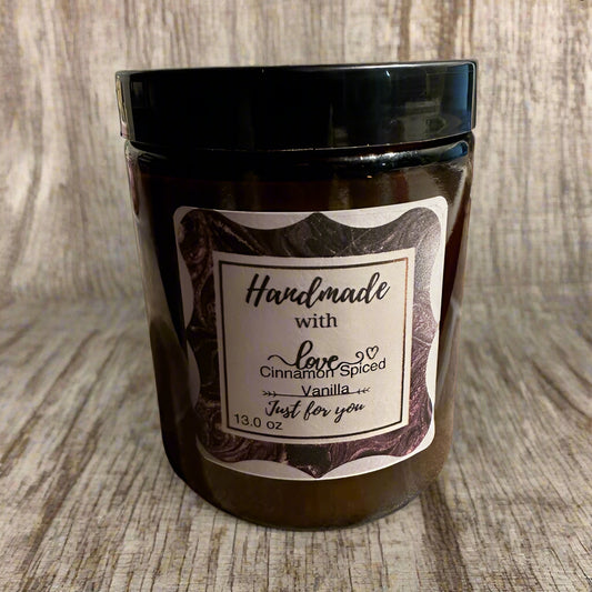 8 oz Wick Amber Jar with Lid-Cinnamon Spiced Vanilla