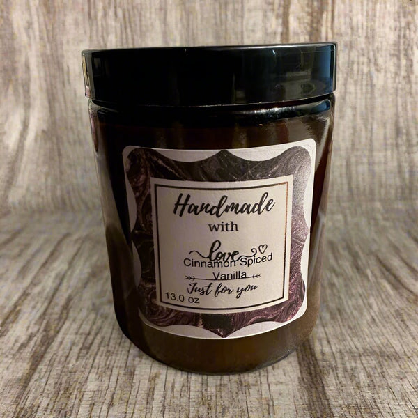 8 oz Wick Amber Jar with Lid - Cinnamon Spiced Vanilla - No Place Like Home Scents