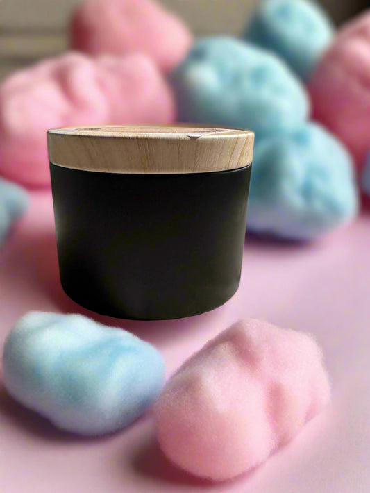 4 oz Wick Black Tin with Wood Lid-Cotton Candy