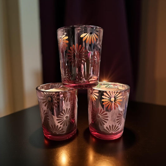 4 oz Wickless Pink Flower-Pumpkin Spice Latte