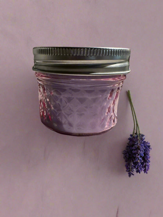 4 oz Wickless Pink Mason Jar-Lavender