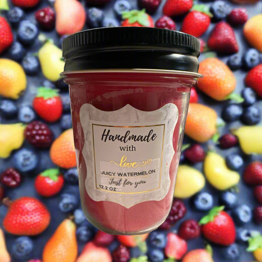 8 oz Wickless Jelly Jar Candle-Juicy Watermelon