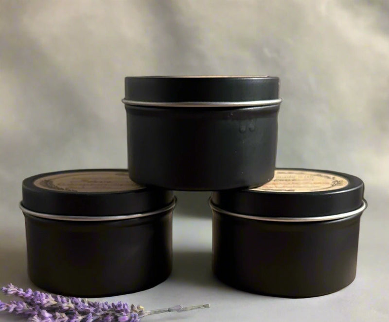4 oz Wick Black Tin - Lavender Vanilla - No Place Like Home Scents