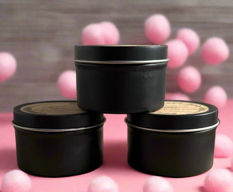 4 oz Wick Black Tin with Lid - Cotton Candy - No Place Like Home Scents