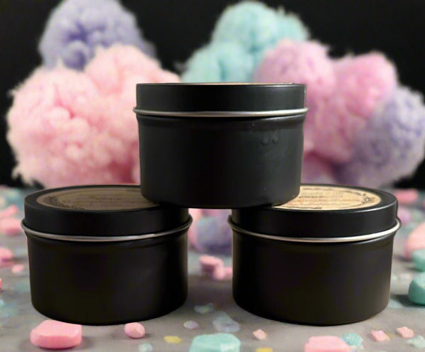 4 oz Wickless Black Tin with Lid - Cotton Candy - No Place Like Home Scents