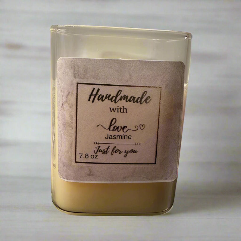 8 oz Wick Square Jar - Jasmine - No Place Like Home Scents