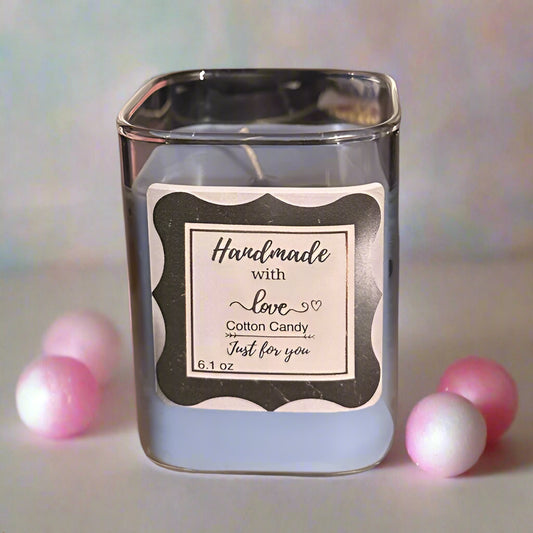 8 oz Wick Square Jar-Cotton Candy