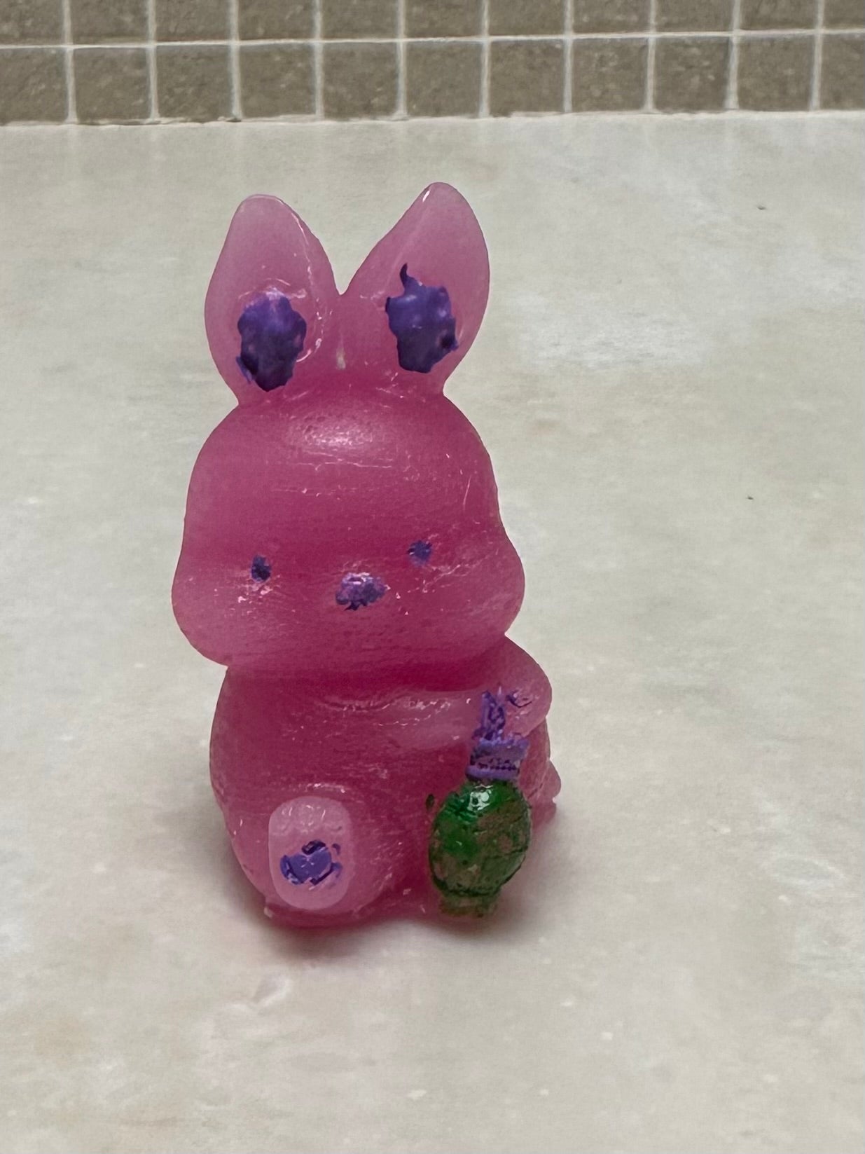 Pink Bunny Minature Holding Egg-Stargazer Lily