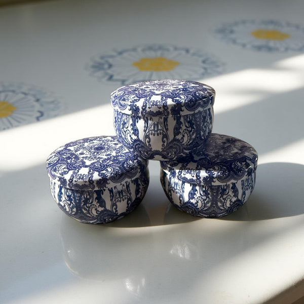 3 Oz Wickless Blue Designer Tin Candle Fall Magic Scent For Autumn Home Decor Gift - No Place Like Home Scents