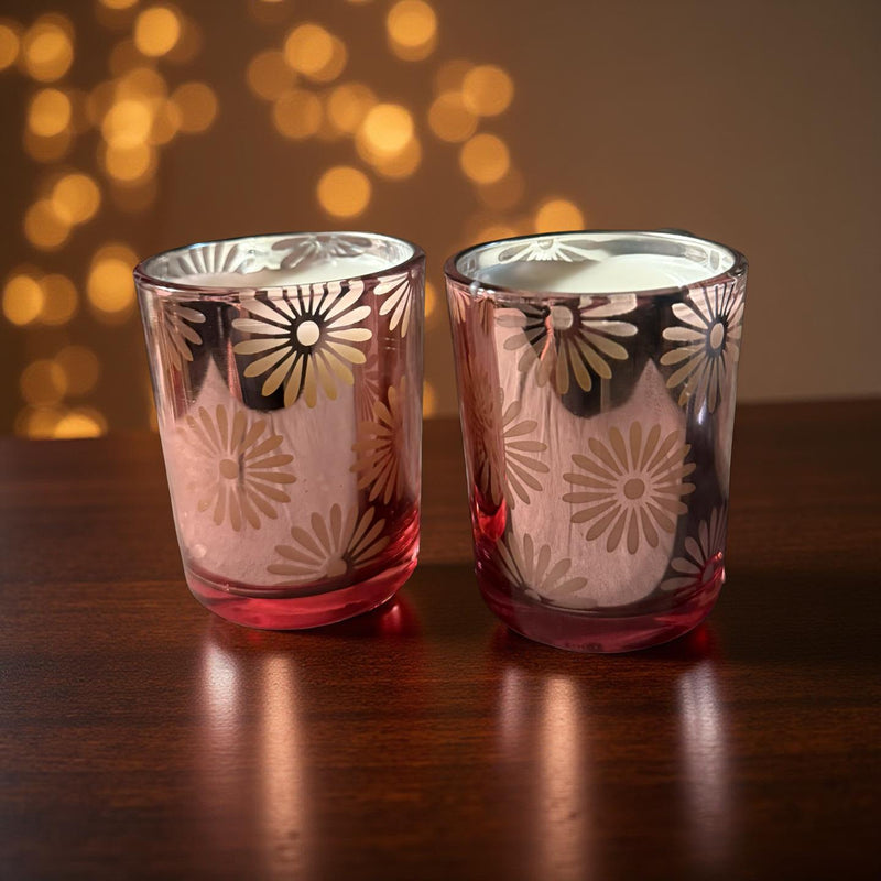 3 Ounce Wickless Pink Flower Glass Peony Scented Jar For Home Decor And Gift Ideas - No Place Like Home Scents