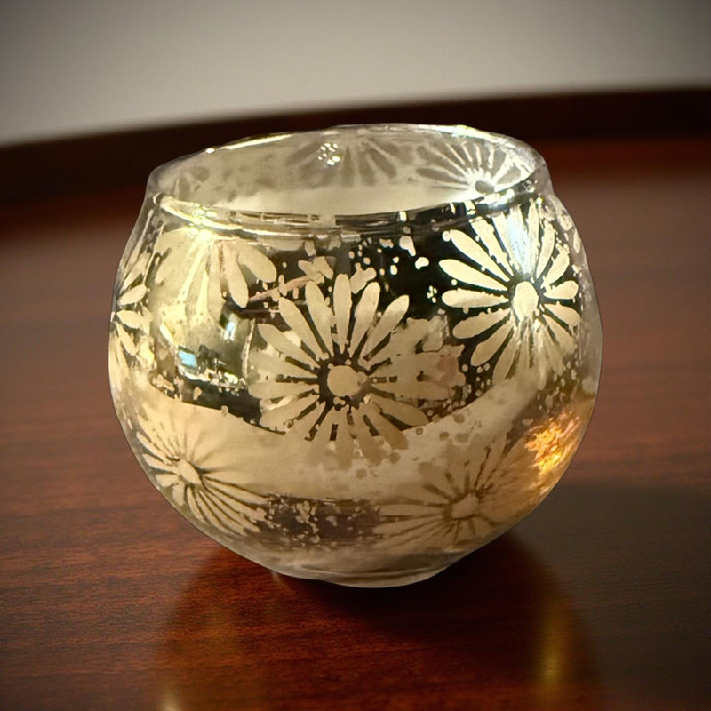 3 Oz Wickless Yellow Flower Jar Cinnamon Spiced Vanilla Scented Candle with Elegant Jar Accent - No Place Like Home Scents