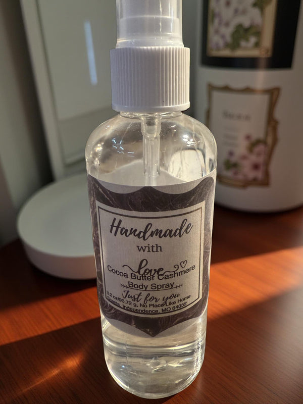 Cocoa Butter Cashmere Body Spray 3 Oz Hydrating Lightweight Fragrance Mist For Silky Skin And Subtle Cocoa Scent - No Place Like Home Scents