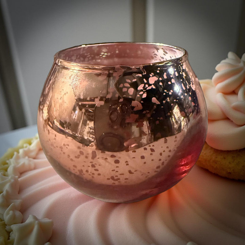 3 Oz Wickless Designer Pink Speckled Glass Birthday Cake Decorative Figurine For Home Display - No Place Like Home Scents