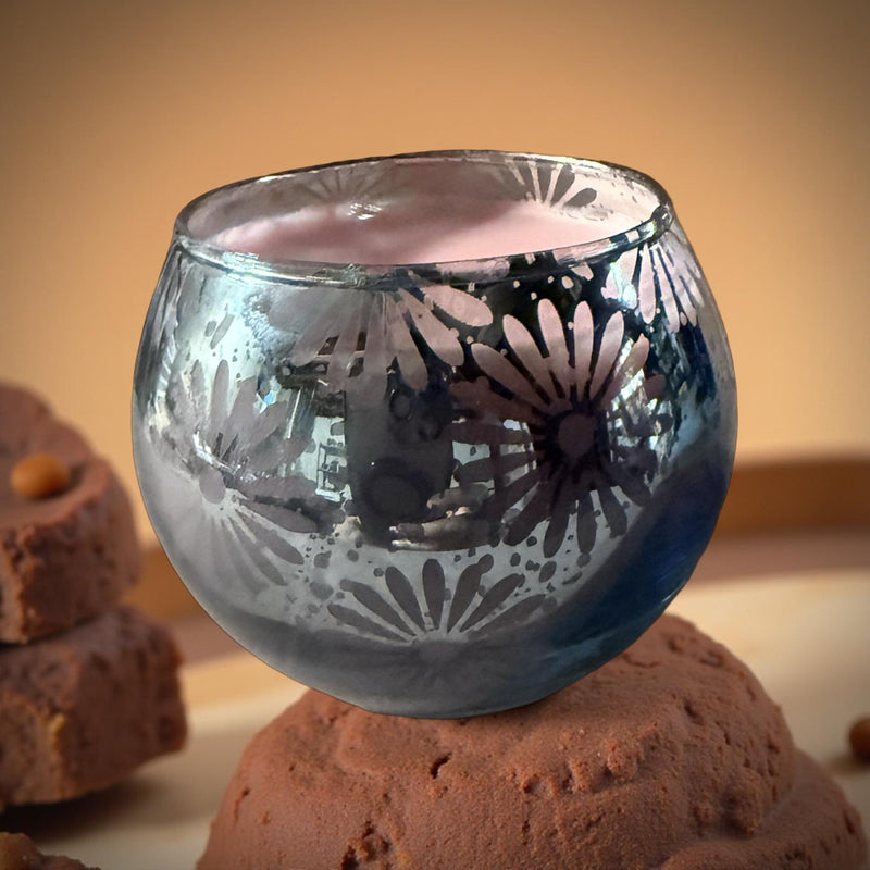 3 Oz Wickless Designer Flower Glass Fudge Brownie Scented Wax Melt For Home Fragrance - No Place Like Home Scents