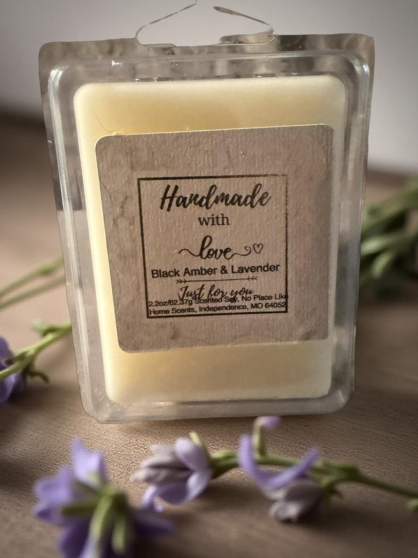 Wax Melts Black Amber and Lavender Scented Wax Tarts for Home Fragrance Aromatherapy and Relaxation - No Place Like Home Scents