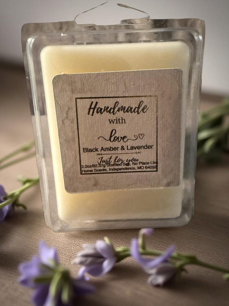 Wax Melts Black Amber and Lavender Scented Wax Tarts for Home Fragrance Aromatherapy and Relaxation - No Place Like Home Scents