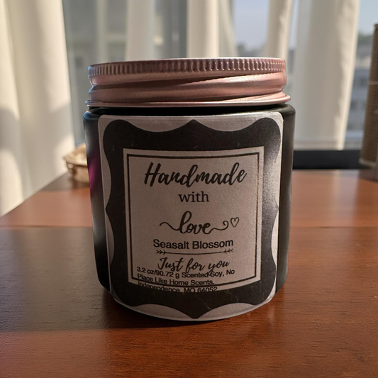 4 oz Wickless Black Jar with Gold Lid-Seasalt Blossom