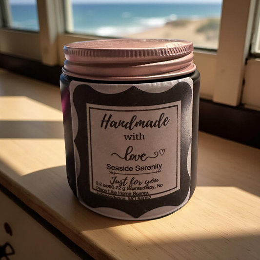 4 oz Wickless Black Jar with Gold Lid-Seaside Serenity
