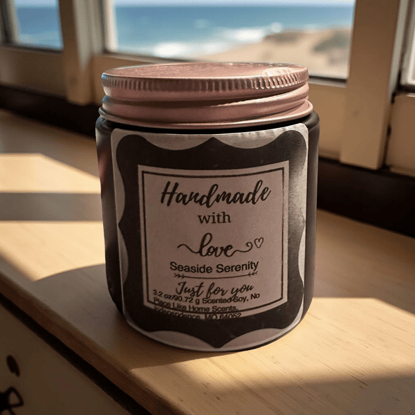 4 oz Wickless Black Jar with Gold Lid - Seaside Serenity - No Place Like Home Scents