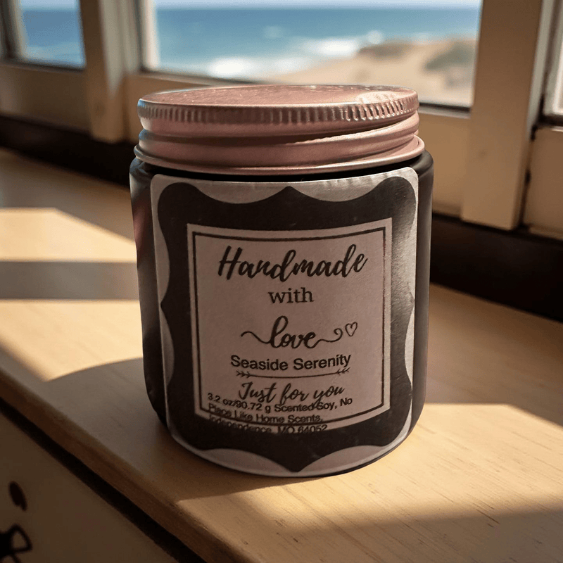 4 oz Wickless Black Jar with Gold Lid - Seaside Serenity - No Place Like Home Scents